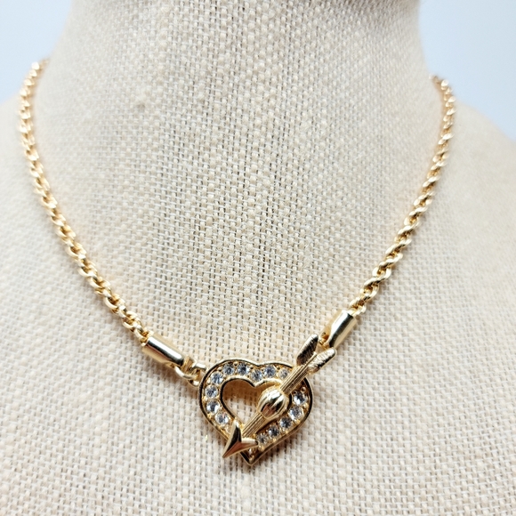 Swarovski Gold Heart Necklace ❤️ - Picture 1 of 5